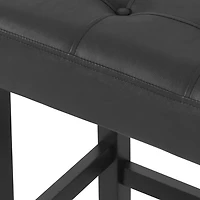 Black Faux Leather Tufted Madison Bar Stool