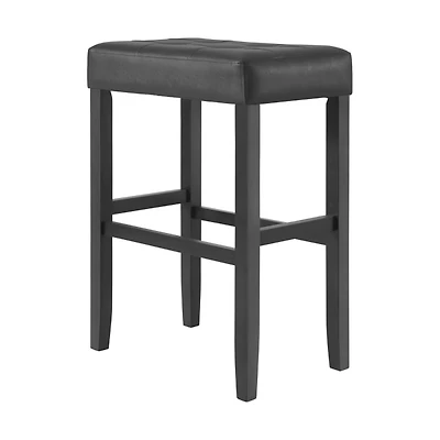 Black Faux Leather Tufted Madison Bar Stool