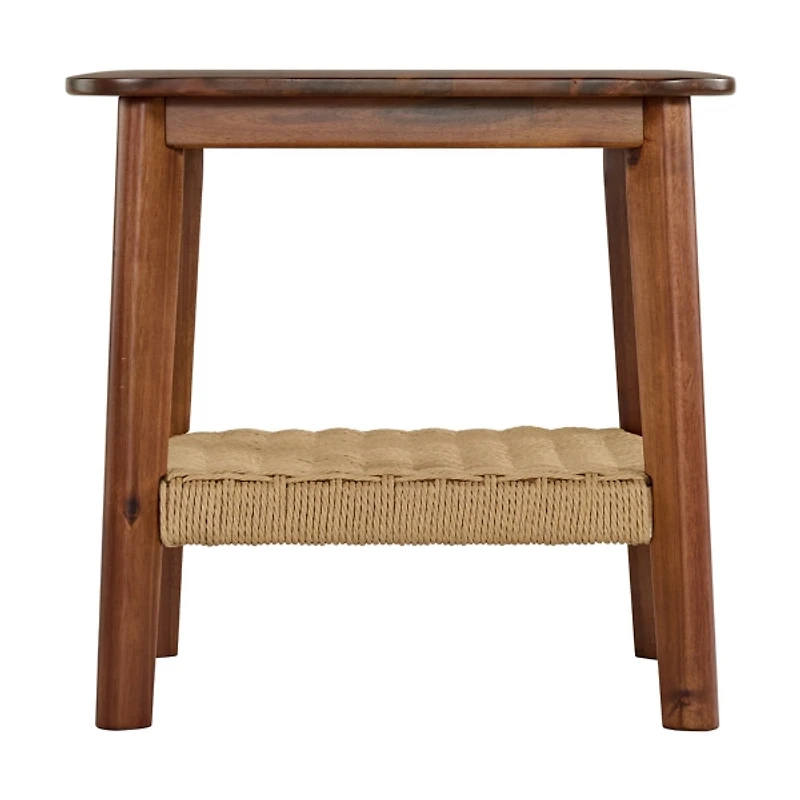 Calais Natural Rubber Wood Accent Table