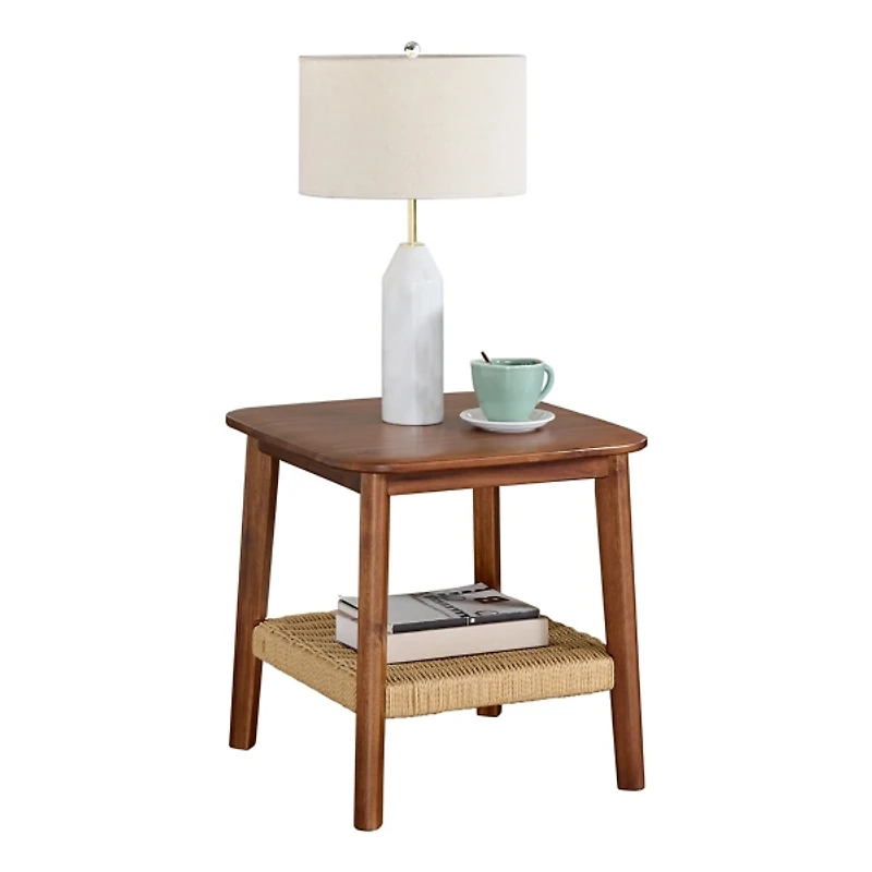 Calais Natural Rubber Wood Accent Table