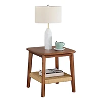 Calais Natural Rubber Wood Accent Table