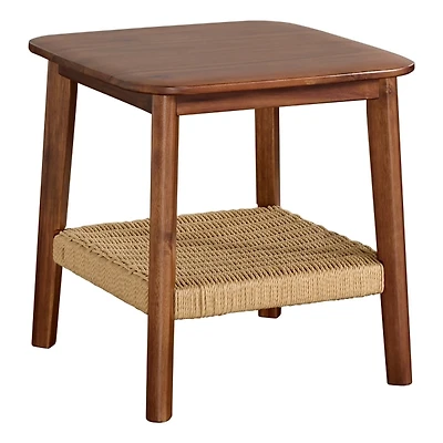 Calais Natural Rubber Wood Accent Table