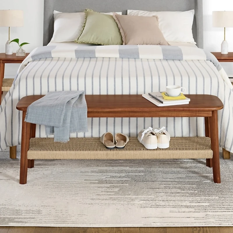 Calais Natural Rubber Wood Bench