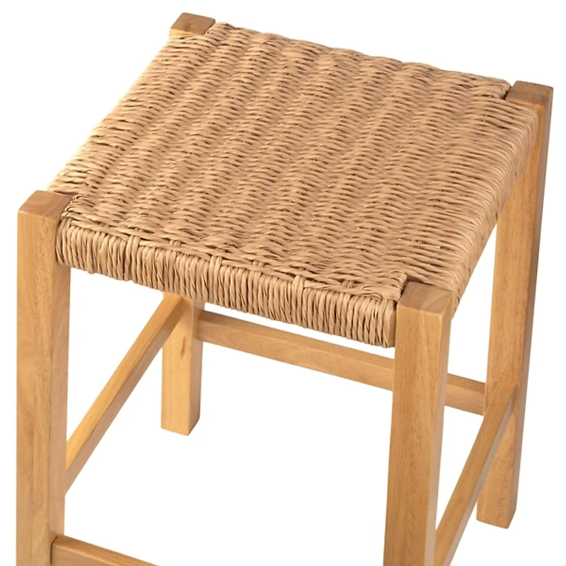 Newport Natural Wood and Rattan Counter Stool