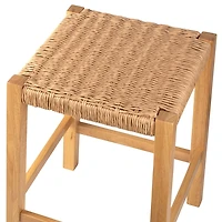 Newport Natural Wood and Rattan Counter Stool