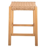 Newport Natural Wood and Rattan Counter Stool