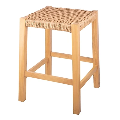 Newport Natural Wood and Rattan Counter Stool