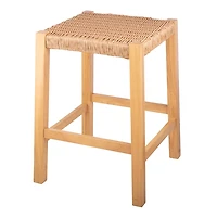 Newport Natural Wood and Rattan Counter Stool