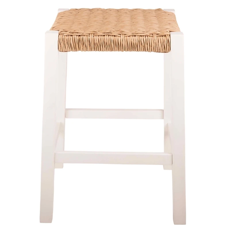 White Newport Wood and Rattan Counter Stool