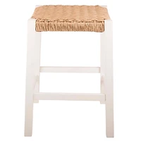 White Newport Wood and Rattan Counter Stool