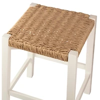 White Newport Wood and Rattan Counter Stool