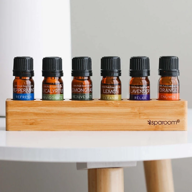 Essential Oil Variety Pack with Bamboo Holder