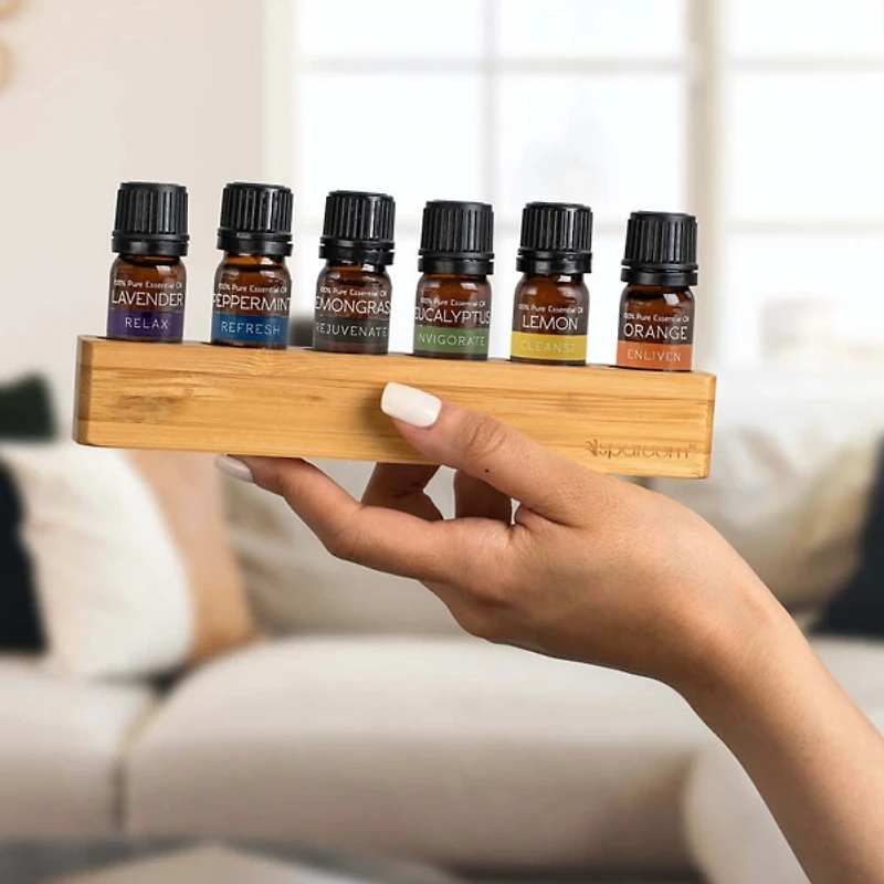 Essential Oil Variety Pack with Bamboo Holder