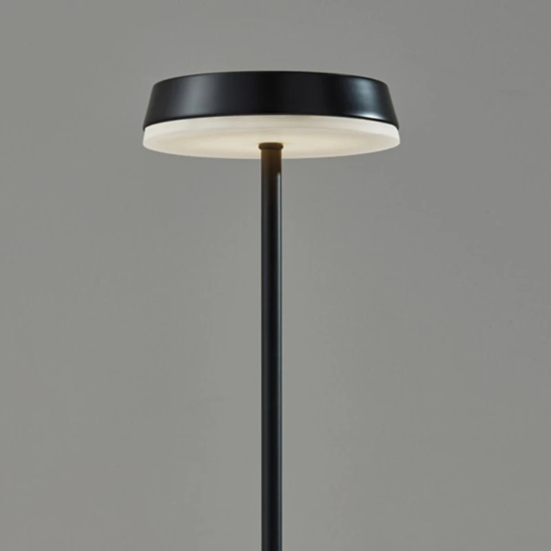 Black Metal Disc Frosted Light Cordless Table Lamp