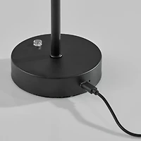 Black Metal Disc Frosted Light Cordless Table Lamp