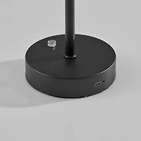 Black Metal Disc Frosted Light Cordless Table Lamp