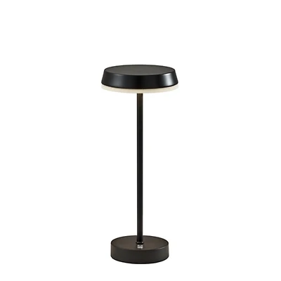 Black Metal Disc Frosted Light Cordless Table Lamp