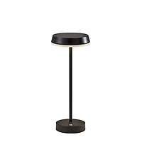 Black Metal Disc Frosted Light Cordless Table Lamp