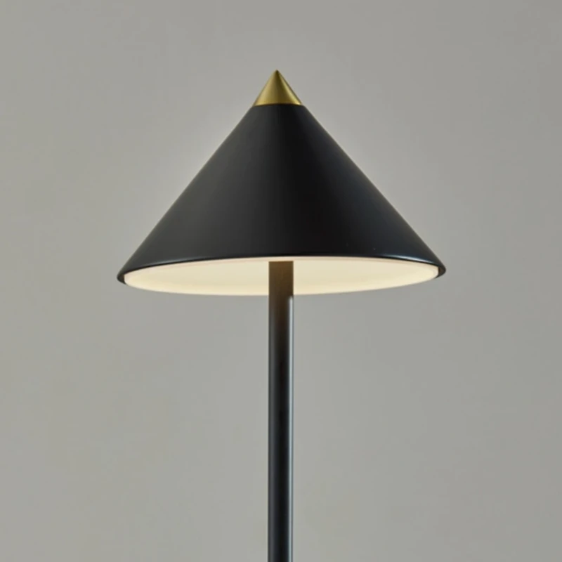 Black Metal Cone Shade Cordless Table Lamp