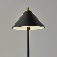 Black Metal Cone Shade Cordless Table Lamp