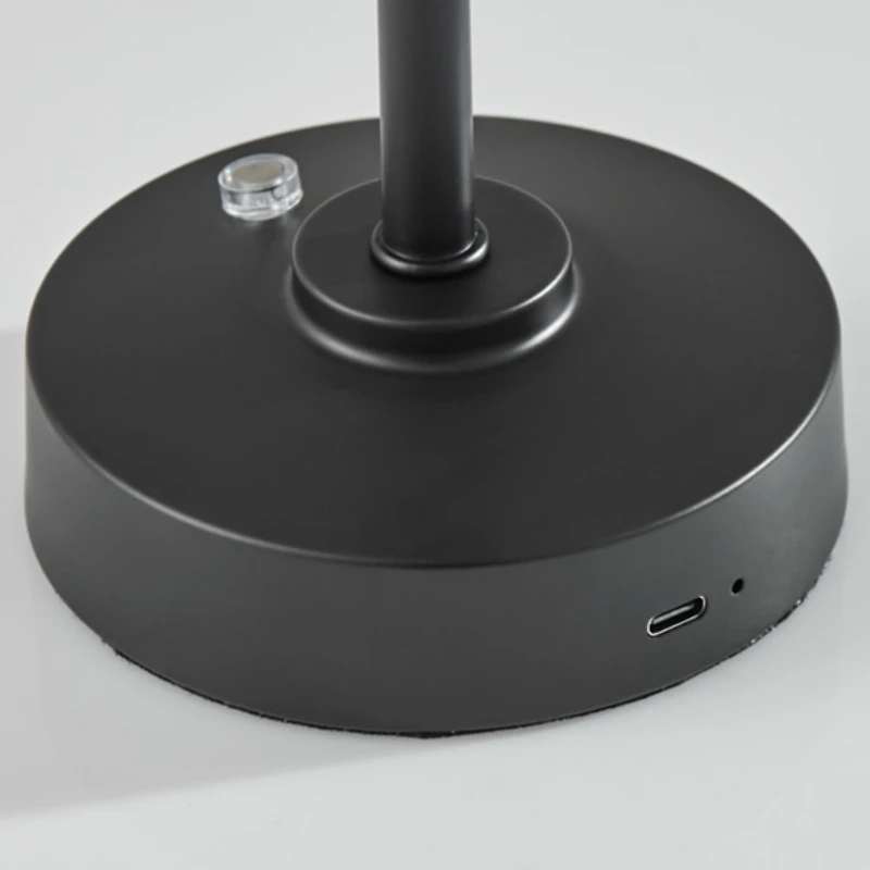 Black Metal Cone Shade Cordless Table Lamp