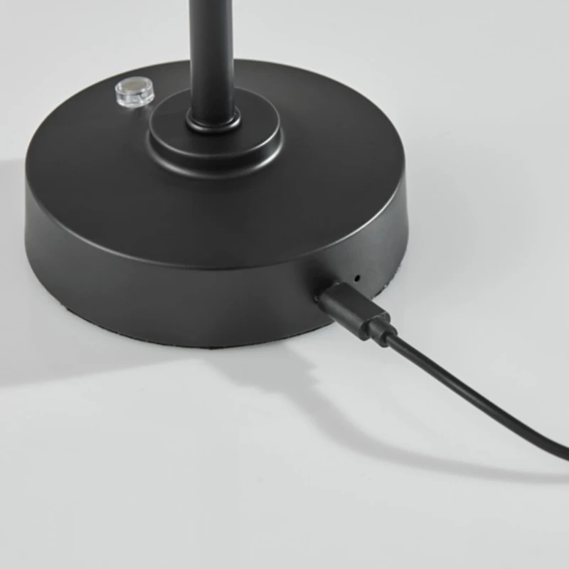 Black Metal Cone Shade Cordless Table Lamp