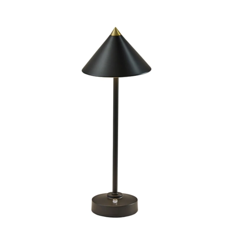 Black Metal Cone Shade Cordless Table Lamp