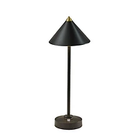 Black Metal Cone Shade Cordless Table Lamp