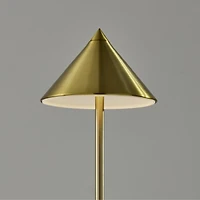 Brass Metal Cone Shade Cordless Table Lamp