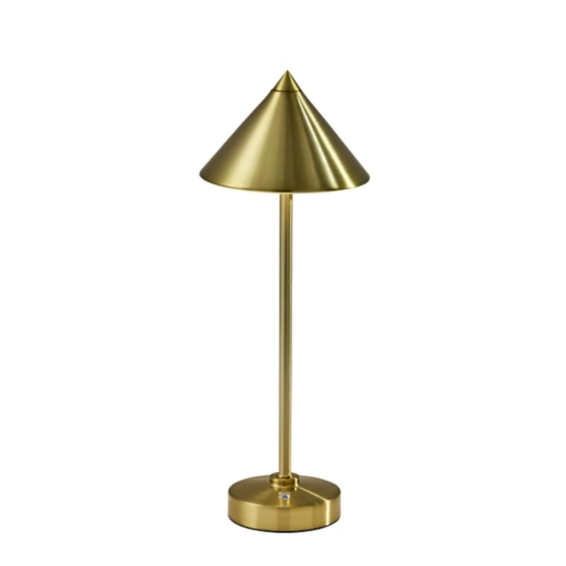 Brass Metal Cone Shade Cordless Table Lamp