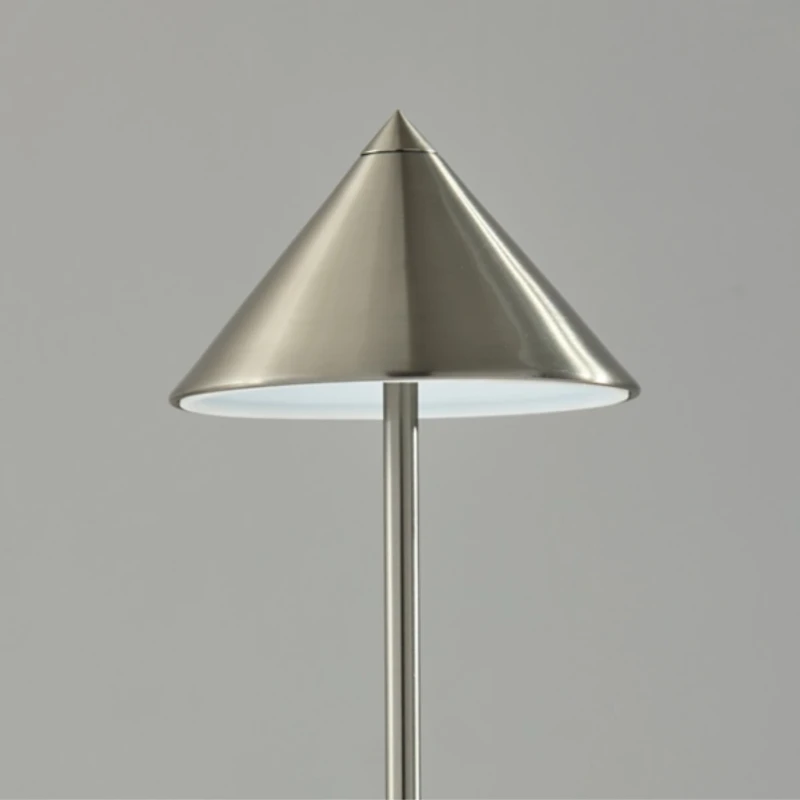 Silver Metal Cone Shade Cordless Table Lamp