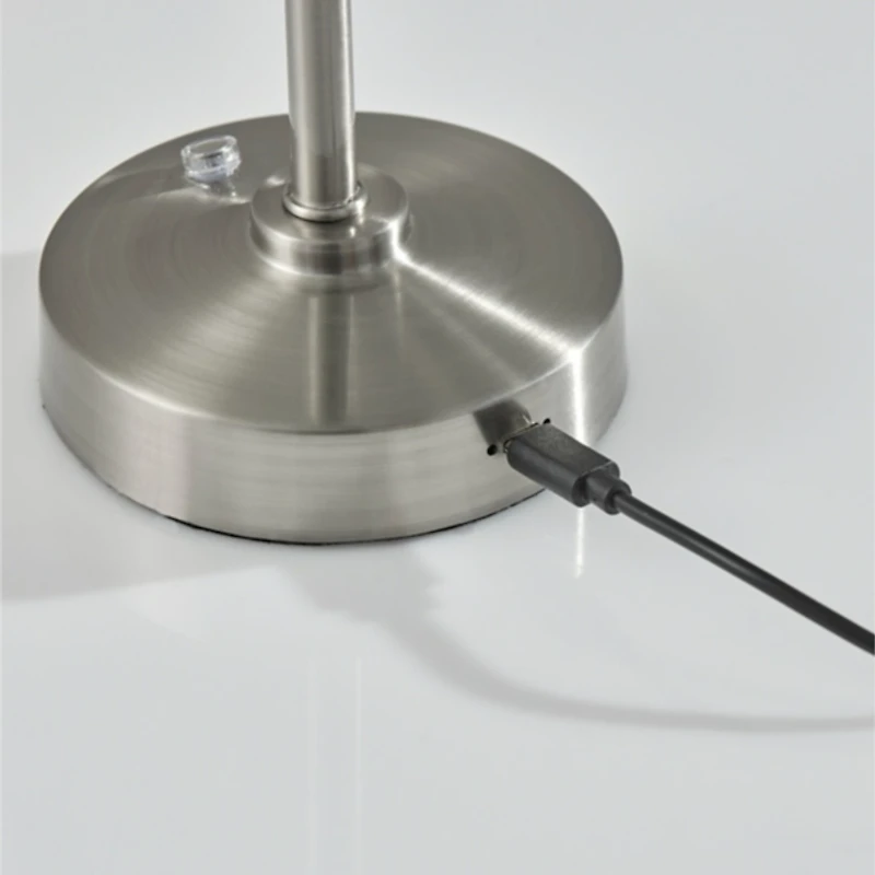 Silver Metal Cone Shade Cordless Table Lamp