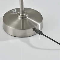 Silver Metal Cone Shade Cordless Table Lamp