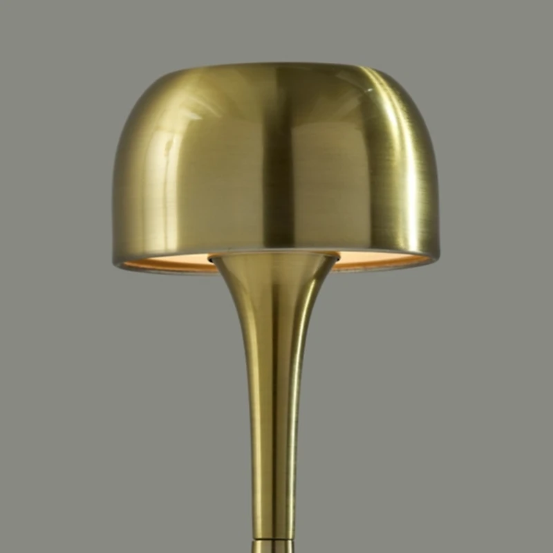Brass Tapered Dome Frosted Light Cordless Lamp