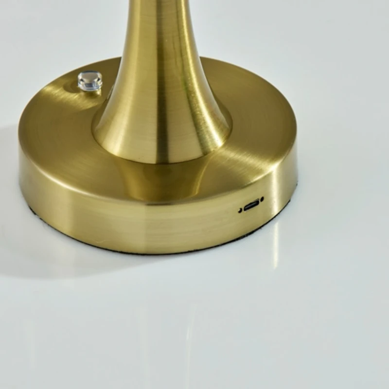Brass Tapered Dome Frosted Light Cordless Lamp