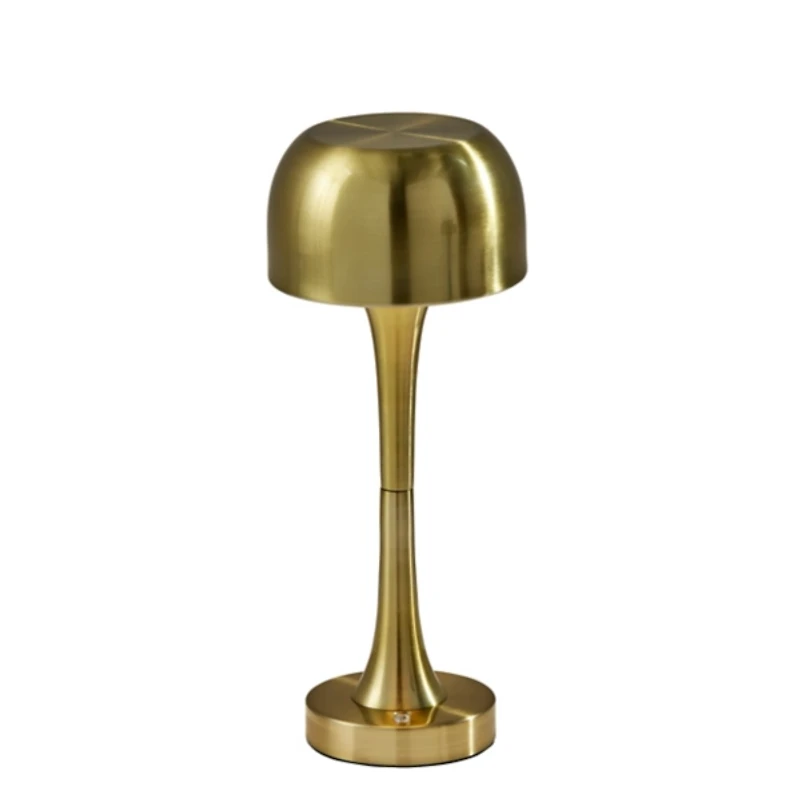 Brass Tapered Dome Frosted Light Cordless Lamp