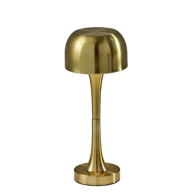 Brass Tapered Dome Frosted Light Cordless Lamp