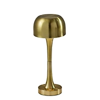Brass Tapered Dome Frosted Light Cordless Lamp