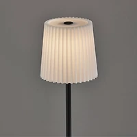 Black Metal Cordless Lamp with White Pleated Shade