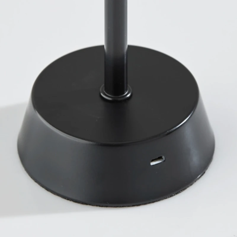 Black Metal Cordless Lamp with White Pleated Shade