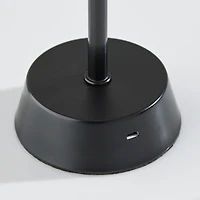 Black Metal Cordless Lamp with White Pleated Shade