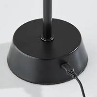 Black Metal Cordless Lamp with White Pleated Shade