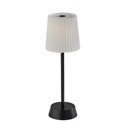 Black Metal Cordless Lamp with White Pleated Shade