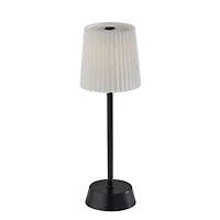 Black Metal Cordless Lamp with White Pleated Shade