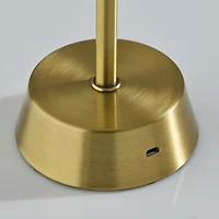 Gold Metal Cordless Lamp with White Pleated Shade