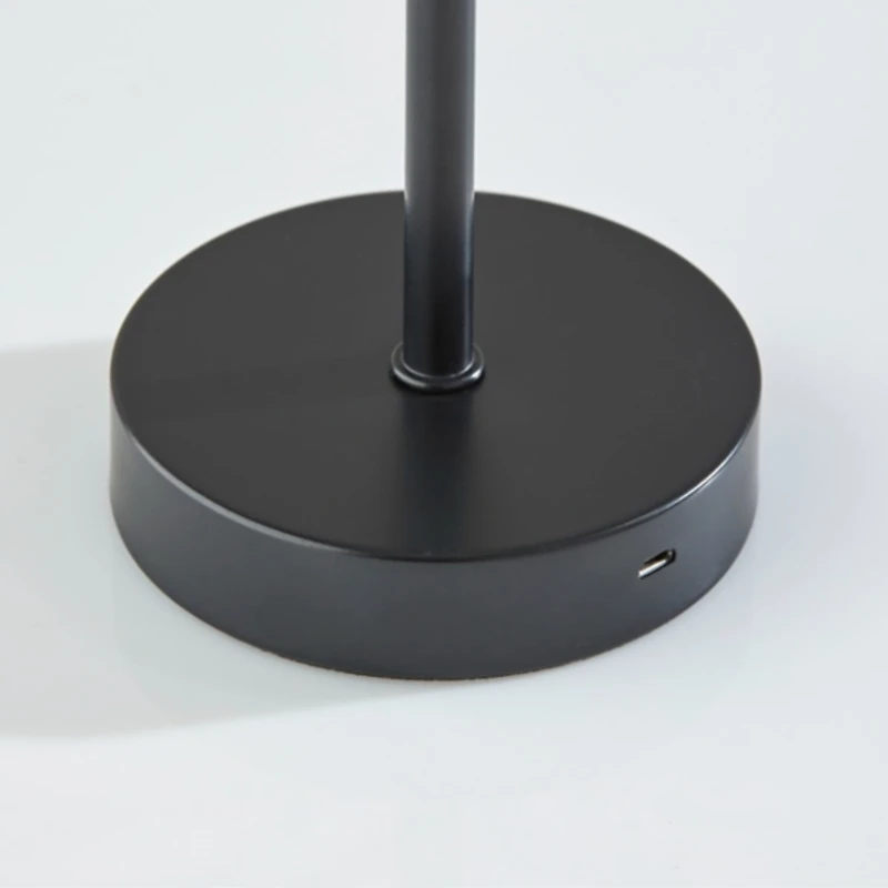 Black Metal Cordless Lamp with Clear Shade