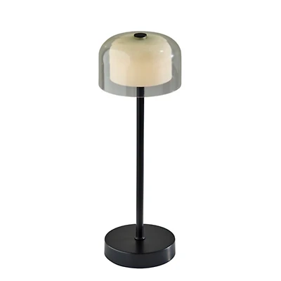 Black Metal Cordless Lamp with Clear Shade