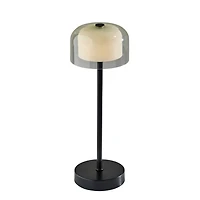 Black Metal Cordless Lamp with Clear Shade