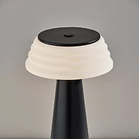 Metal Cordless Lamp with White Ribbed Shade