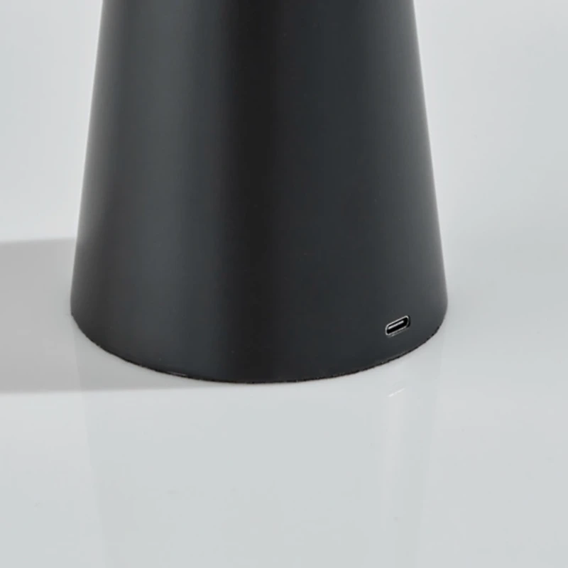 Metal Cordless Lamp with White Ribbed Shade